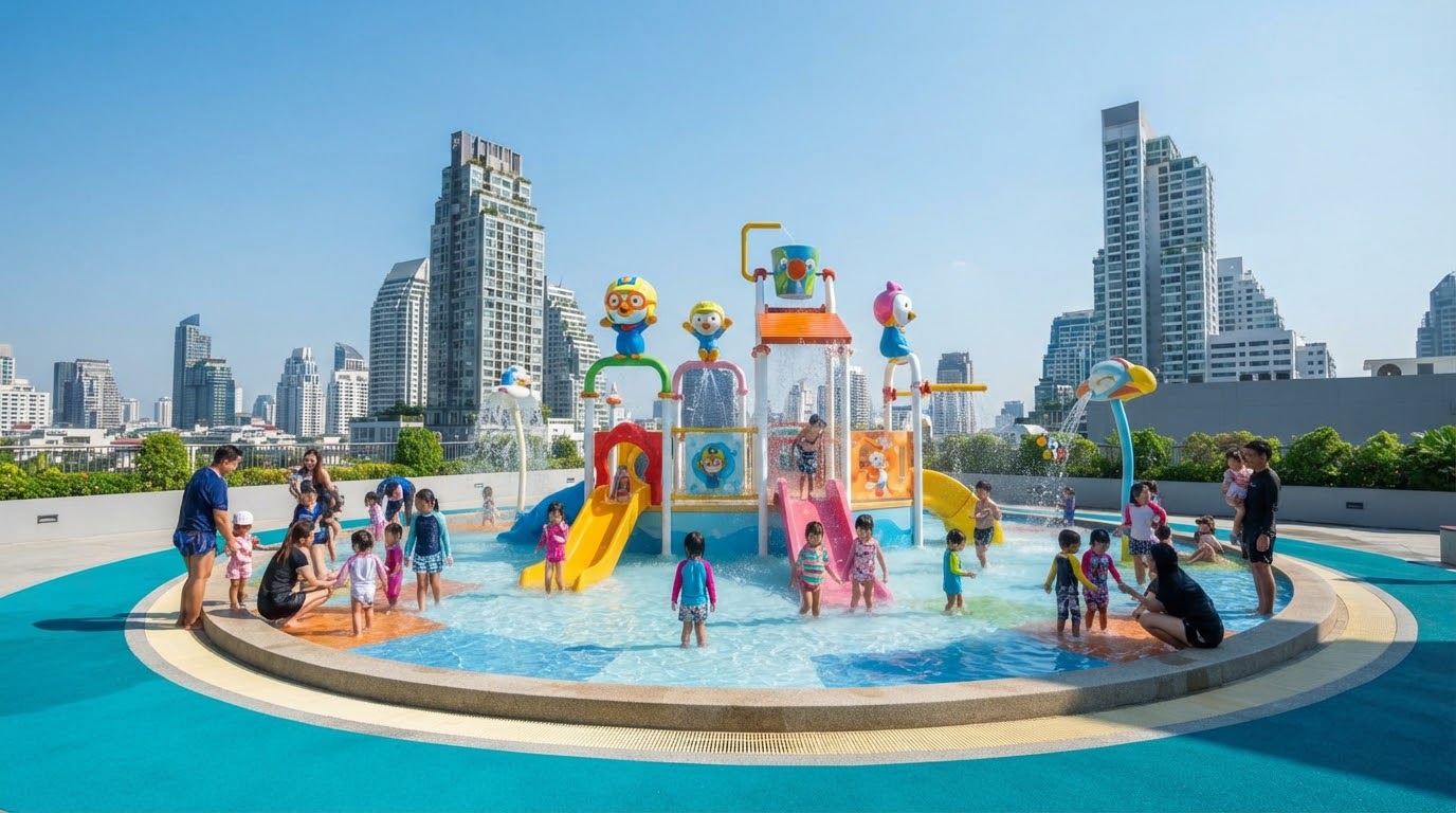 Pororo Aqua Park rooftop pool Bangkok