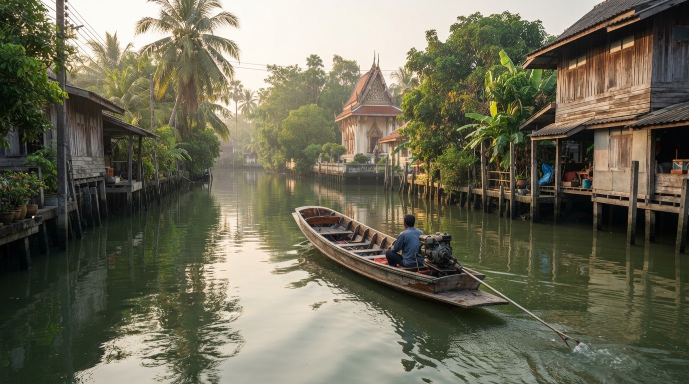 Thonburi canal longtail boat