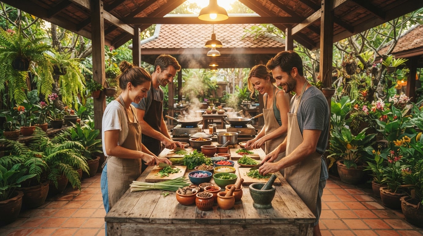 Thai cooking class in Bangkok small group for solo travellers