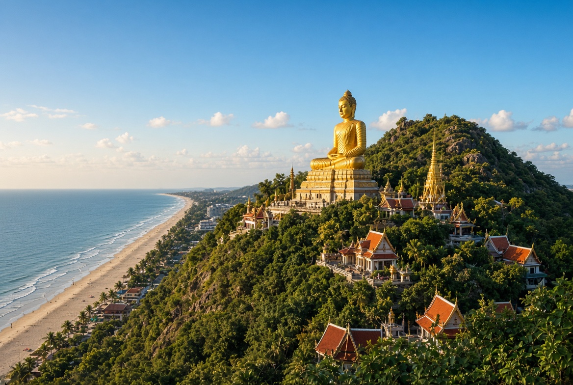 Khao Takiap beach and temple hill Hua Hin