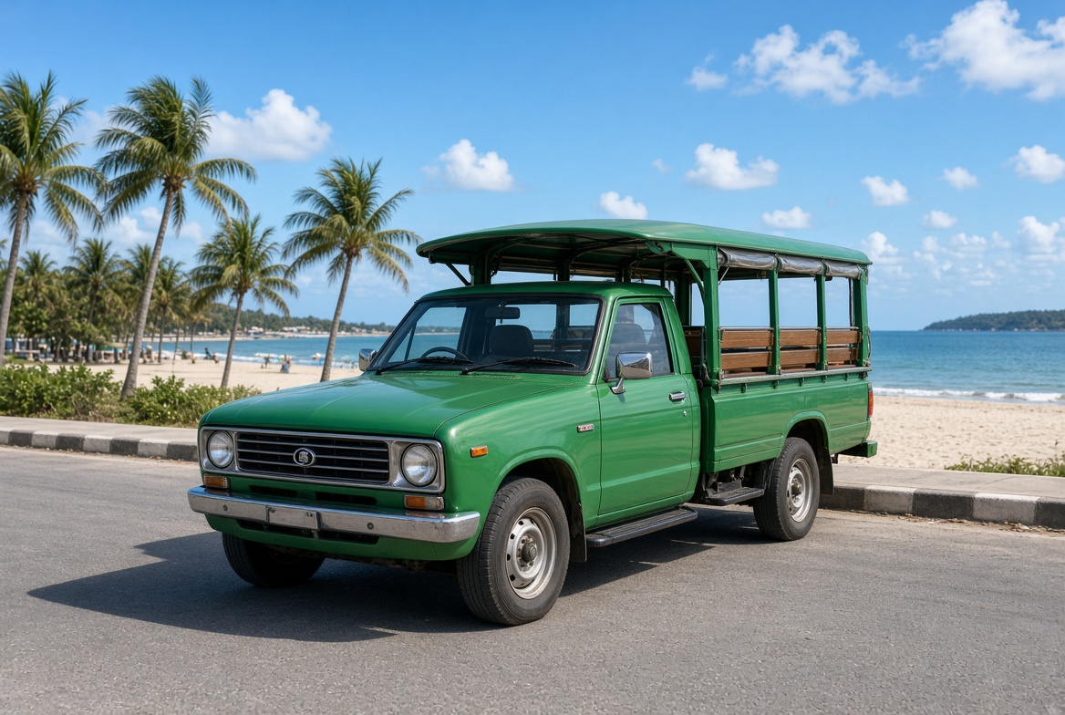 Green songthaews & Grab Hua Hin