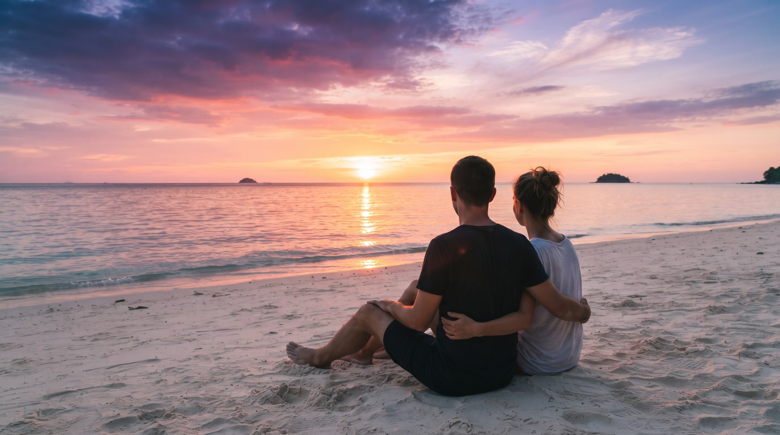 Honeymoon couple at sunset on Koh Lipe