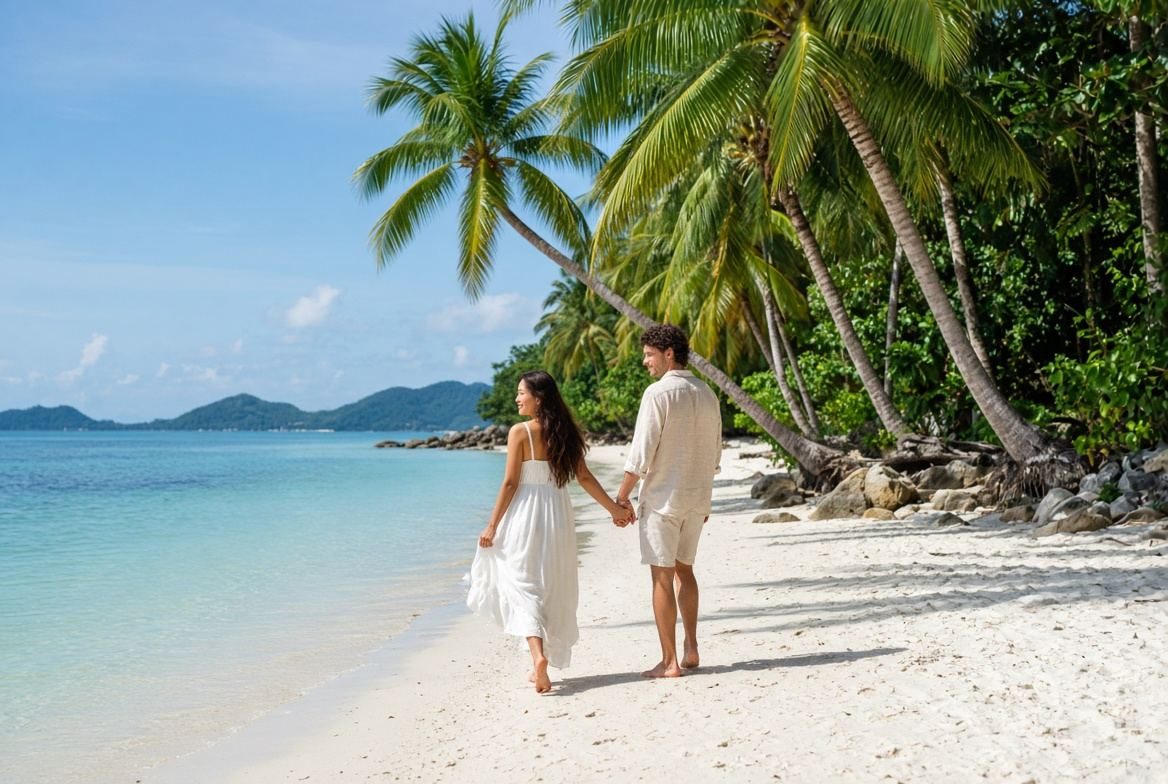 Honeymoon couple at a pool villa in Koh Phangan