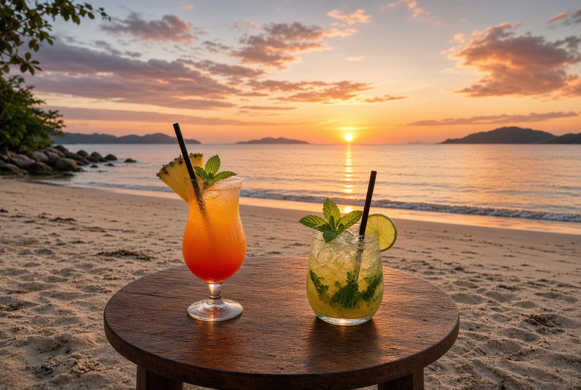 Sunset drinks on the sand Haad Yao Koh Phangan