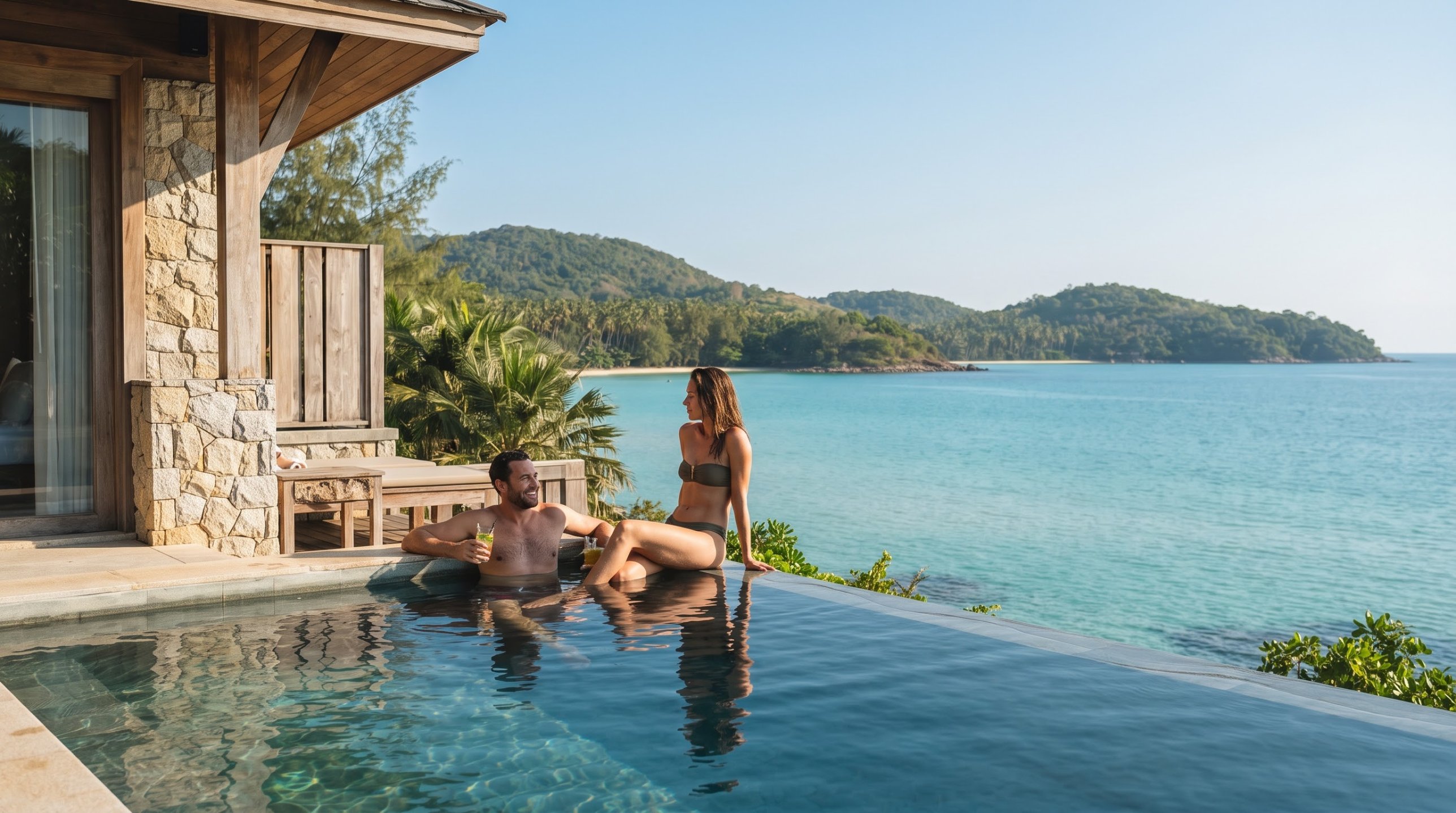 Honeymoon couple at sunset on Koh Samet