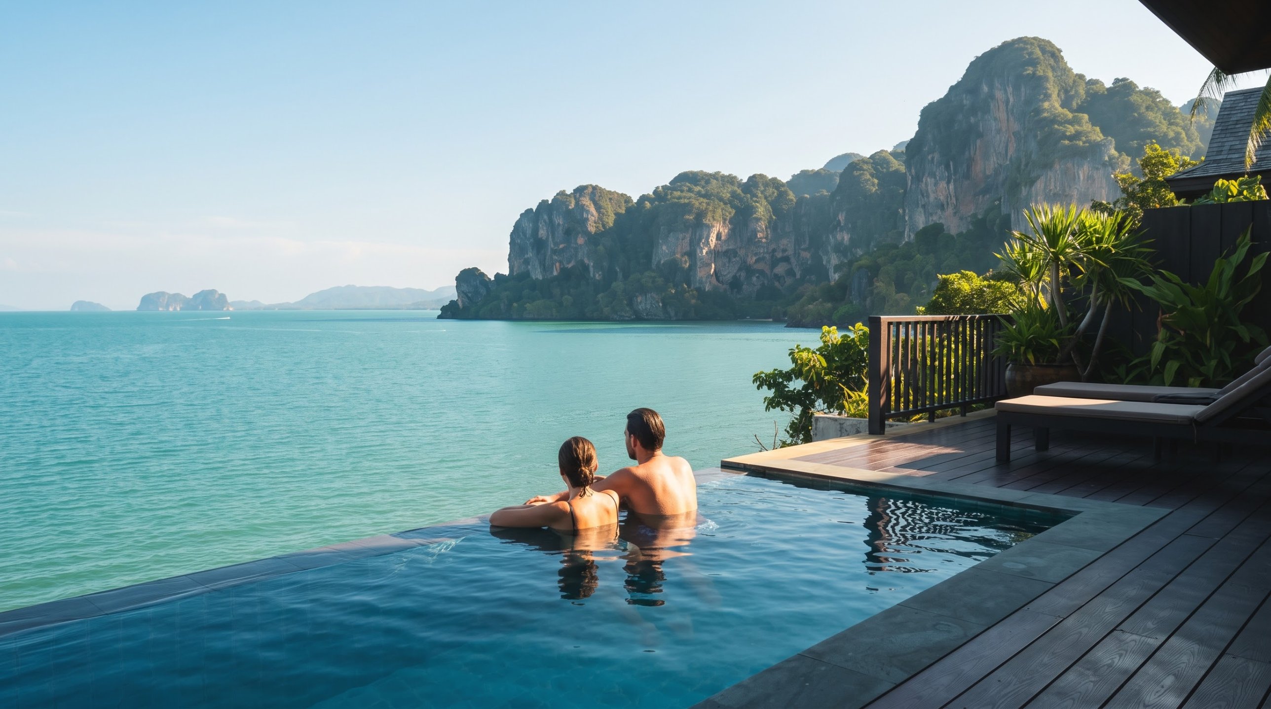 Honeymoon couple at sunset in Krabi