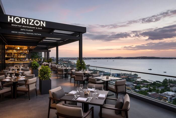 Pattaya rooftop bar at sunset for a solo night out