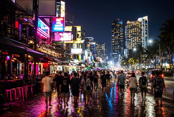 Walking Street and the Beach Road strip at night for a solo first night in Pattaya