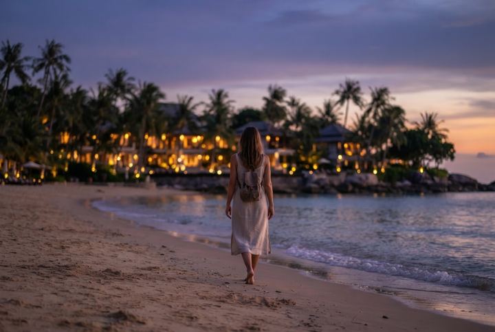 Patong Beach at dusk for a solo first night in Phuket